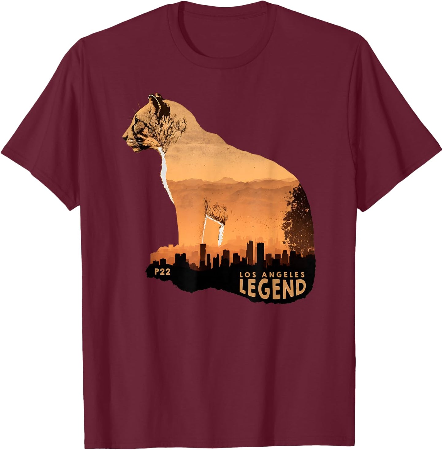 P 22 Mountain Lion Los Angeles Legend California Cougar P-22 T-Shirt - T-Shirt | Maroon
