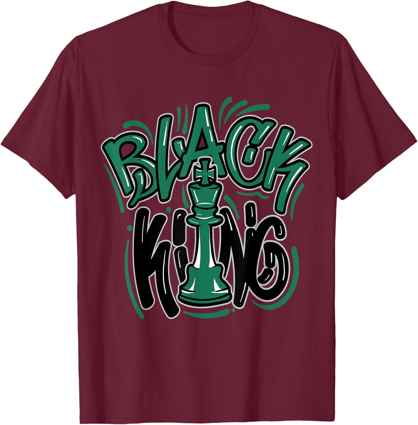 Black King Match 3s Retro Pine Green T-Shirt - T-Shirt | Maroon