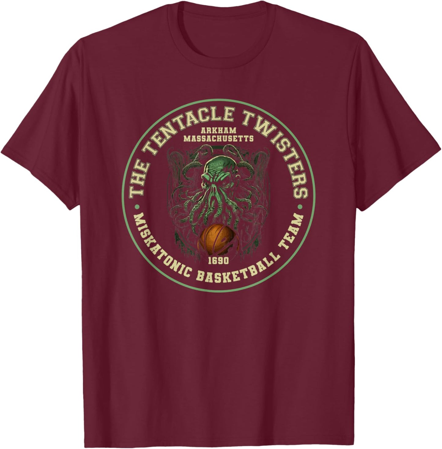 Cthulhu Miskatonic Basketball Team, Cosmic Horror Cthulhu T-Shirt - T-Shirt | Maroon