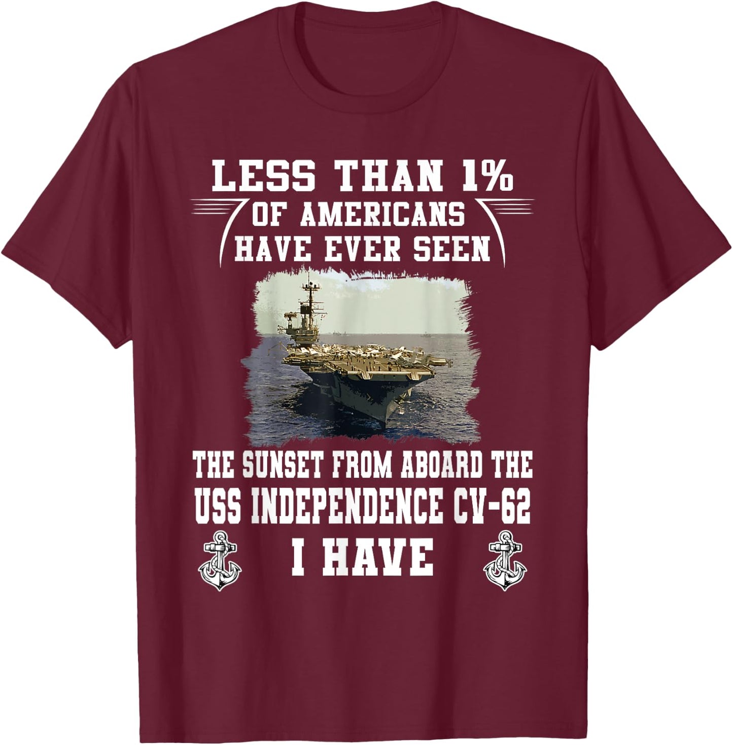 USS Independence CV-62 Aircraft Carrier T-Shirt - T-Shirt | Maroon