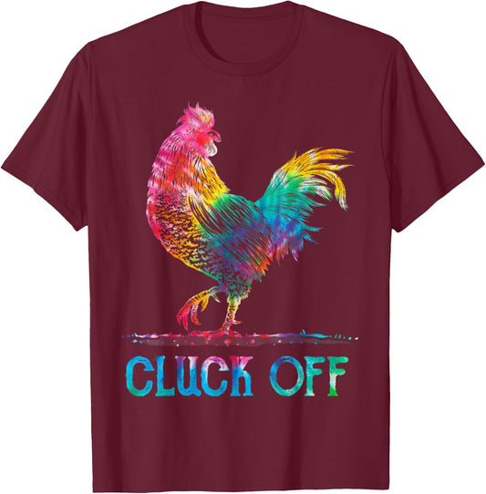 Vintage Cluck Off Rooster Chicken Tie Dye T-Shirt - T-Shirt | Maroon