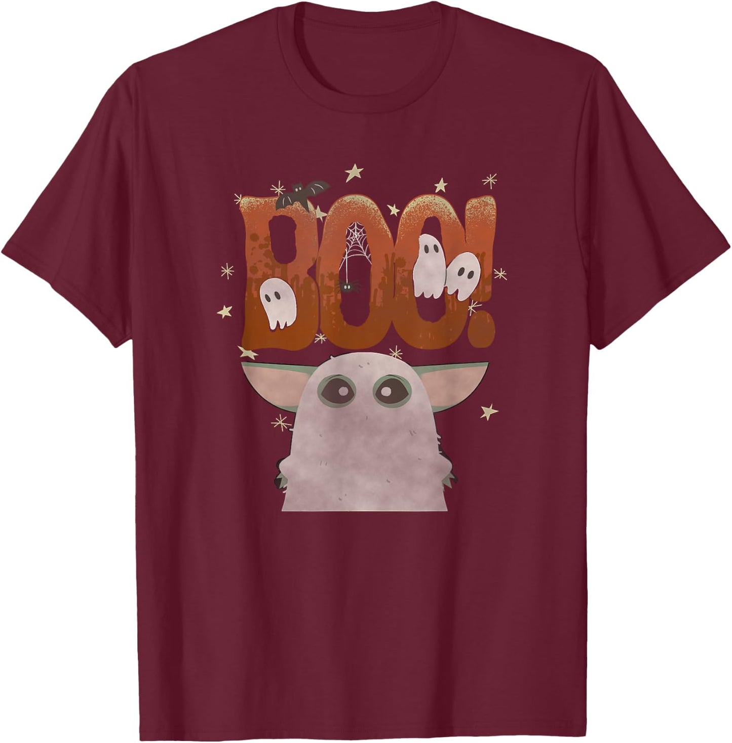 Star Wars: The Mandalorian Halloween Grogu Ghost Boo! T-Shirt - T-Shirt | Maroon