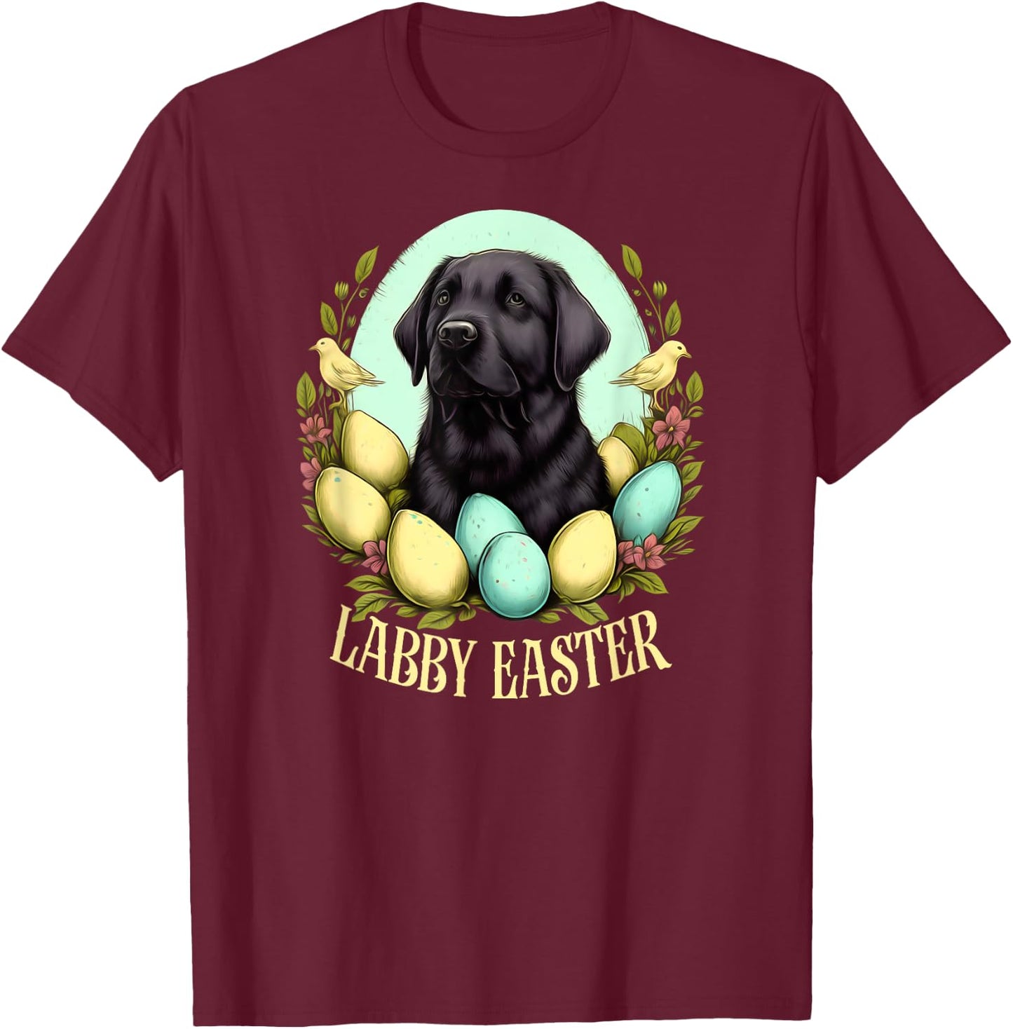 Labby Easter - Black Lab T-Shirt - T-Shirt | Maroon