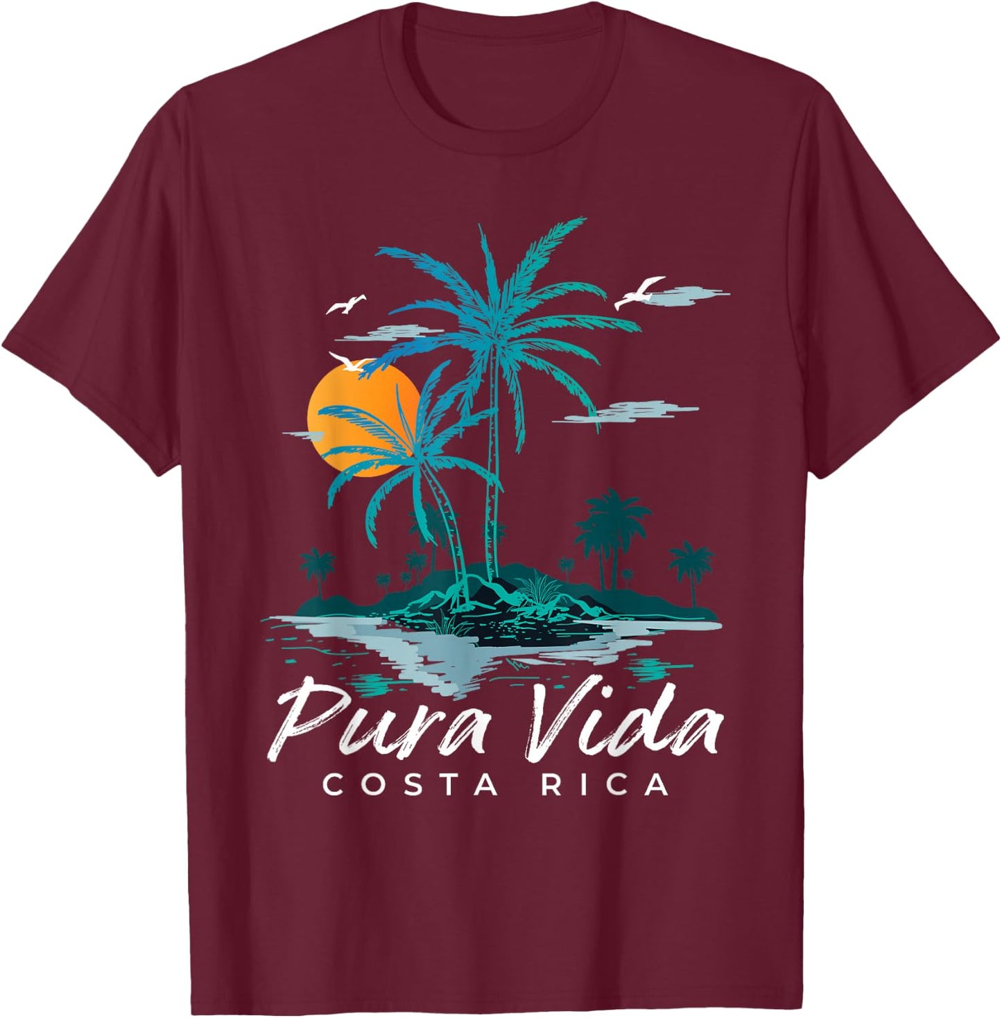 Costa Rica Pura Vida Shirt Retro Costa Rica Shirt Pura Vida T-Shirt - T-Shirt | Maroon