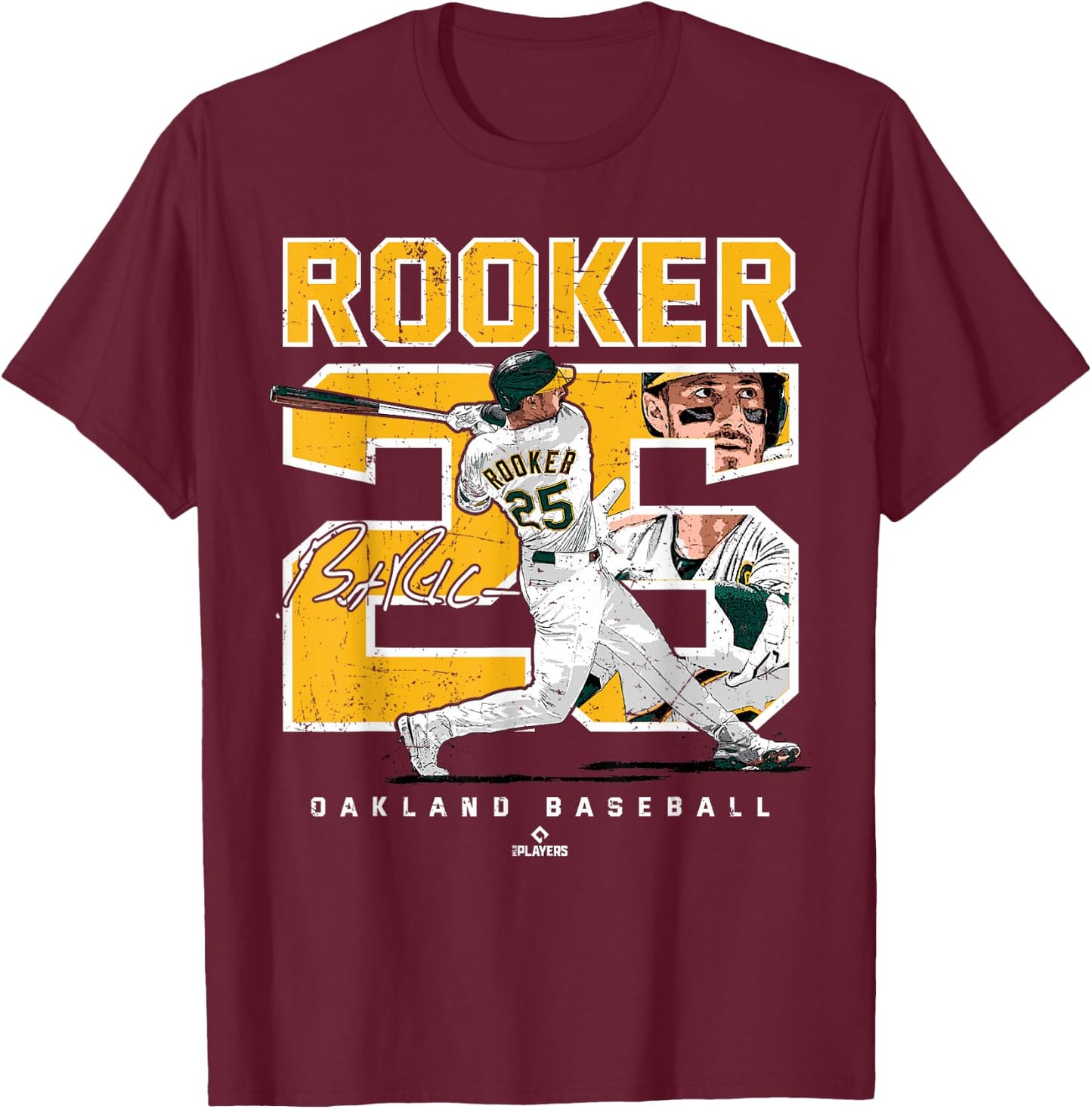 Number and Portrait Brent Rooker Oakland T-Shirt - T-Shirt | Maroon