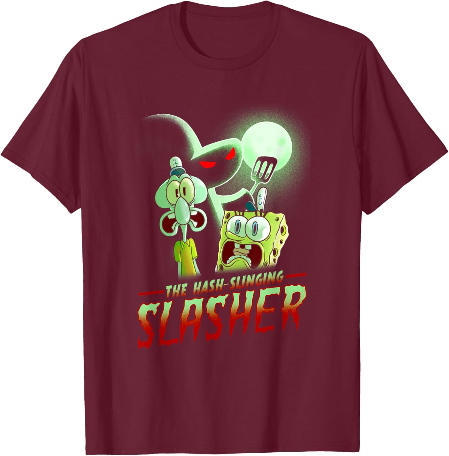 SpongeBob SquarePants The Hash Slinging Slasher Spooky T-Shirt - T-Shirt | Maroon