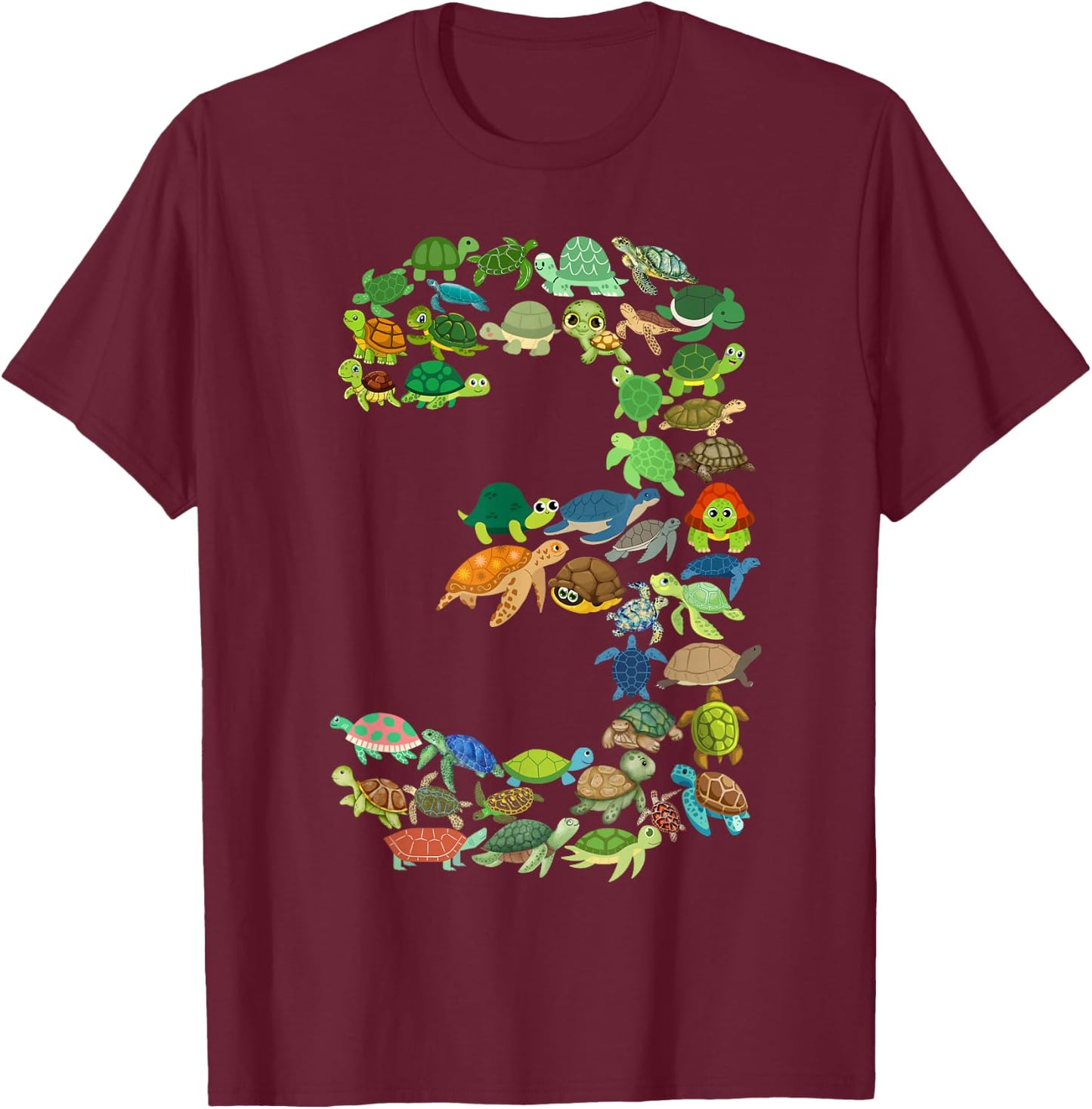 Toddler 3rd Birthday Sea Turtle Tortoise Themed 3 Year Old T-Shirt - T-Shirt | Maroon