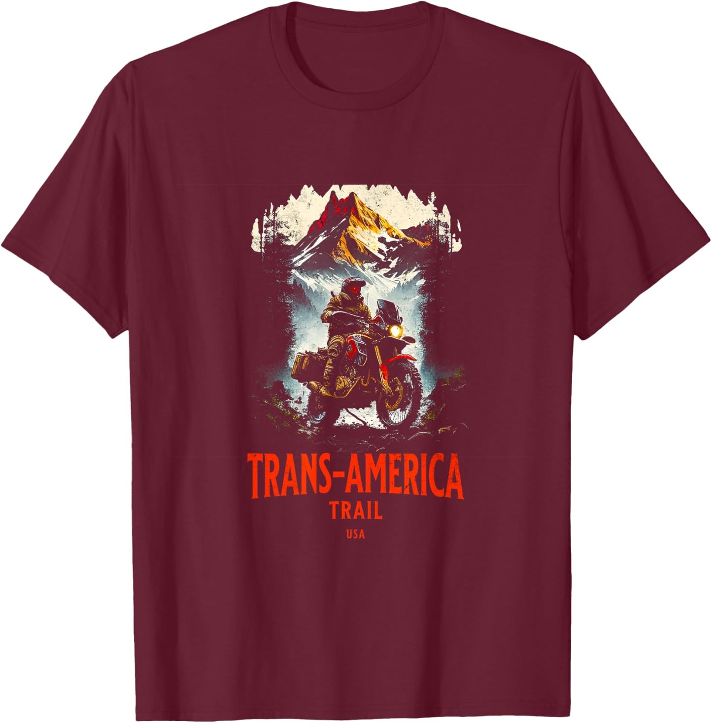 Adventure Motorcycle Gear Trans America Trail T-Shirt - T-Shirt | Maroon