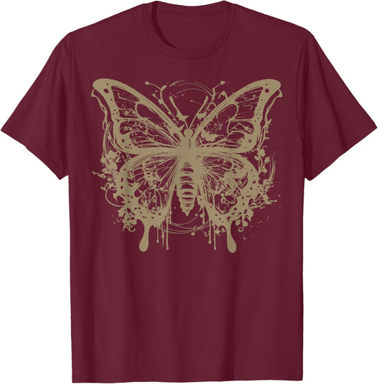 Fairy Grunge Fairycore Aesthetic Cottagecore Butterfly T-Shirt - T-Shirt | Maroon