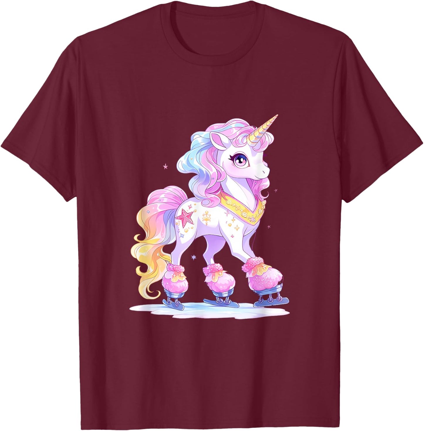 Unicorn Ice Skates Figure Skating Ice Skates Children T-Shirt - T-Shirt | Maroon