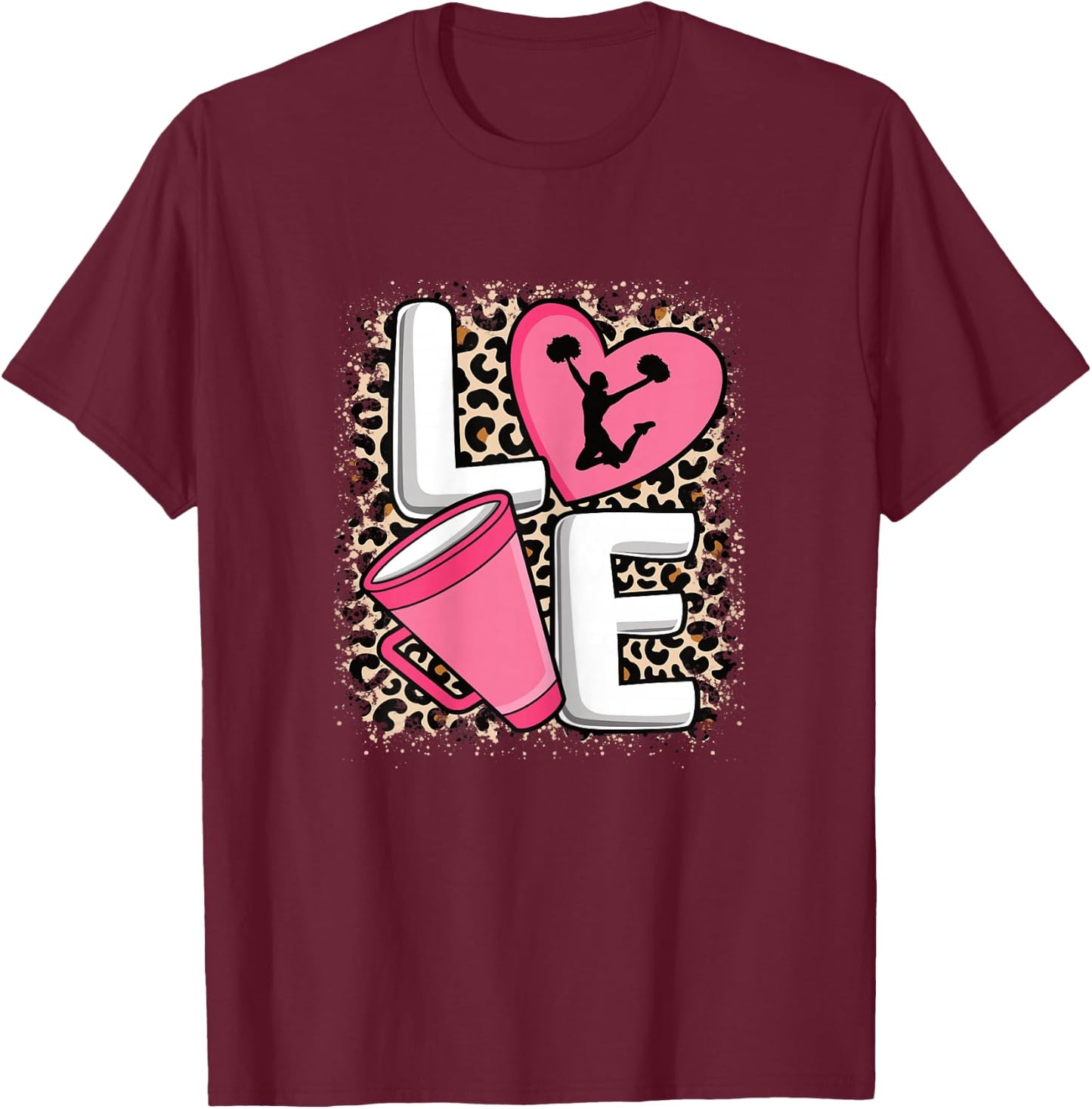 Love Cheer Cheerleader Cheerleading Women Girls T-Shirt - T-Shirt | Maroon