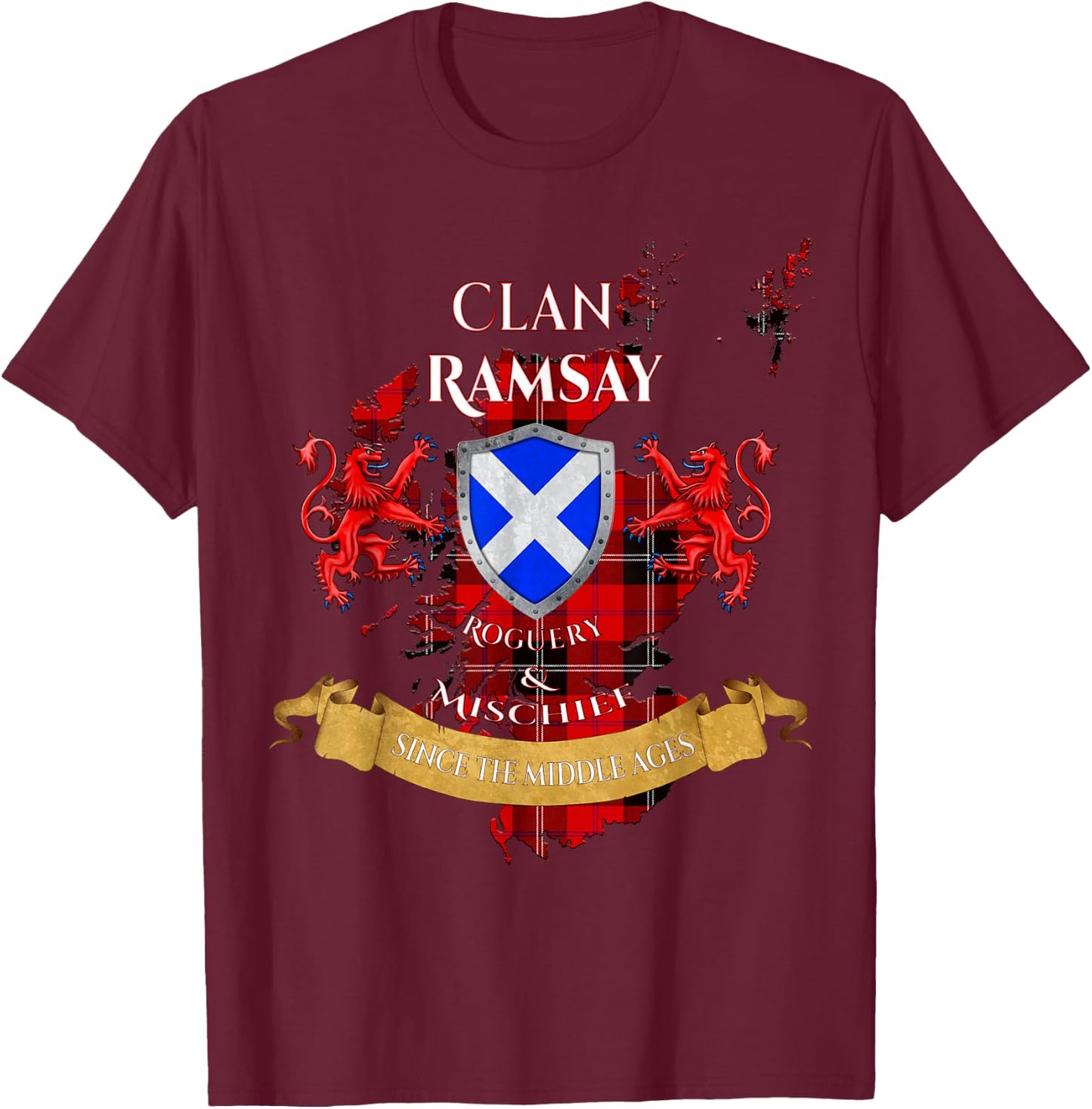 Ramsay Scottish Family Clan Middle Ages Mischief T-Shirt - T-Shirt | Maroon