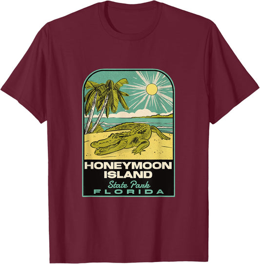 Honeymoon Island State Park FL Vintage Travel T-Shirt - T-Shirt | Maroon