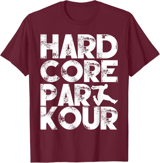 Hardcore Parkour Cool Practitioner Freerunning Boys T-Shirt - T-Shirt | Maroon