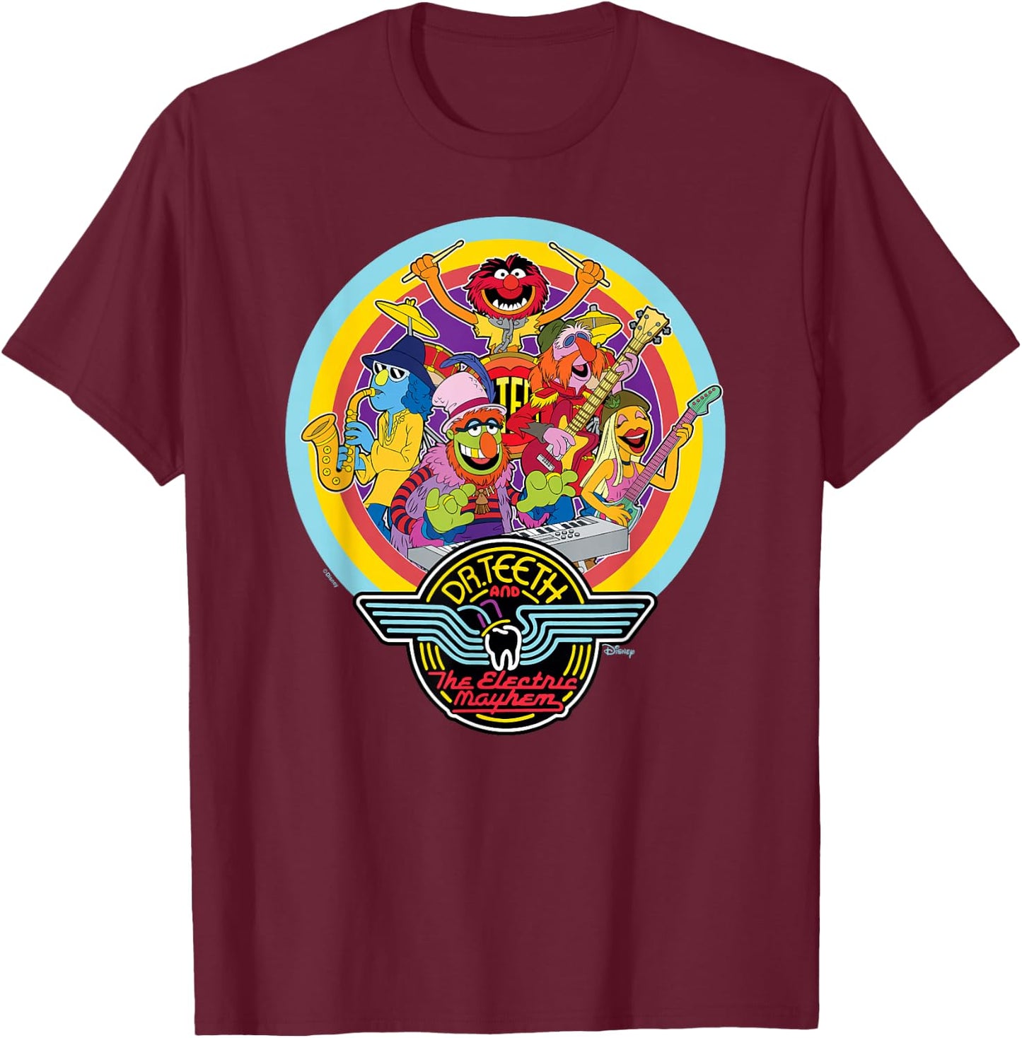 The Muppets - Dr. Teeth Badge T-Shirt - T-Shirt | Maroon