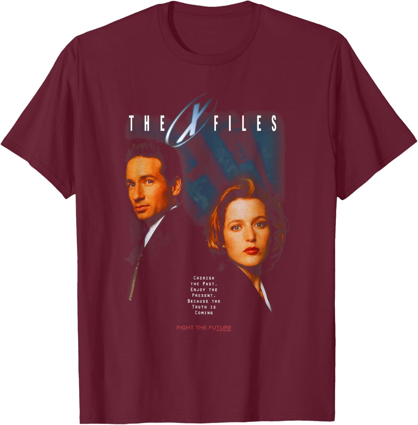 X-Files Vintage 90's Poster T-Shirt - T-Shirt | Maroon