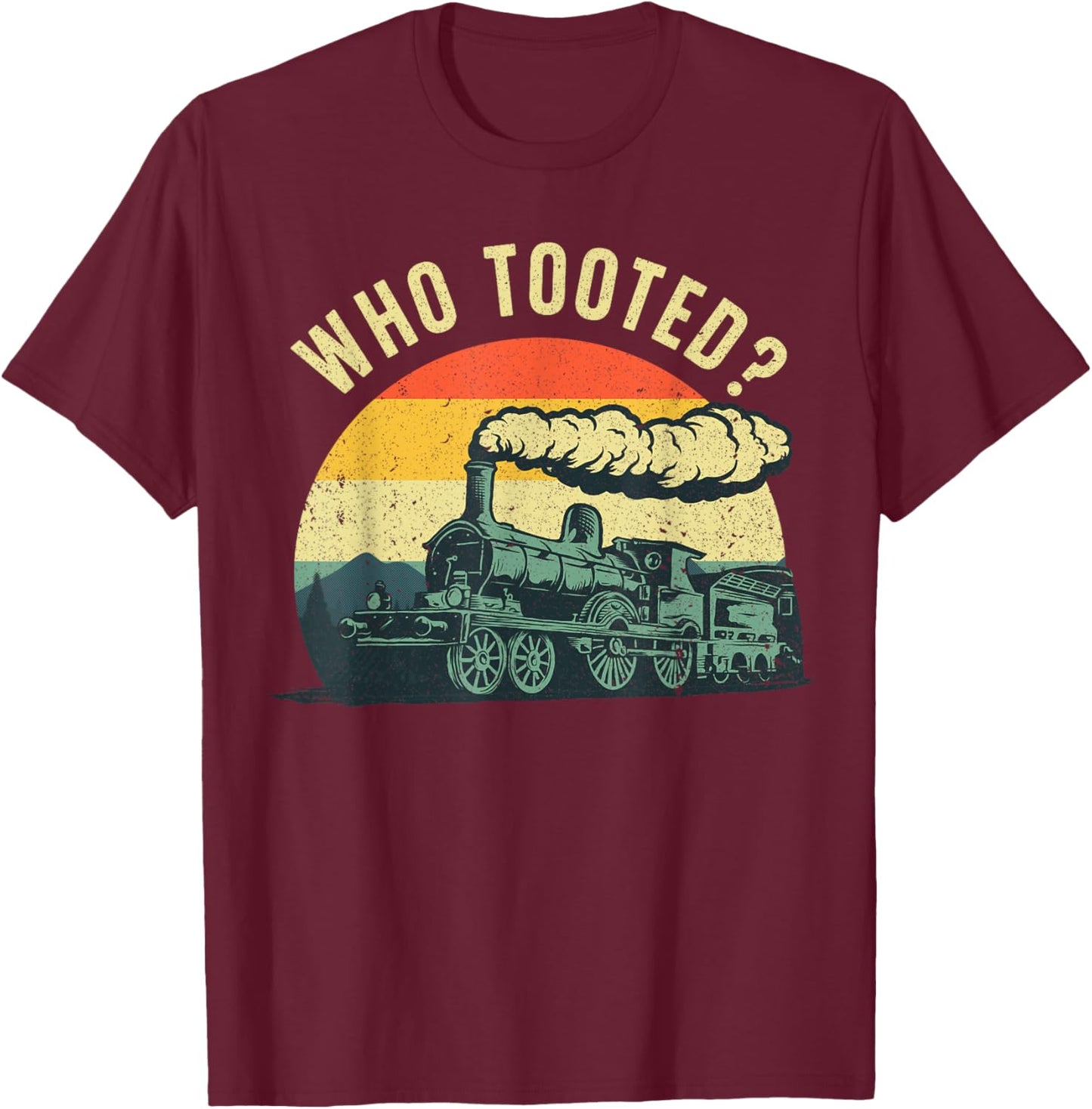 Cute Train Art Women Train Collector Railroad Lover T-Shirt - T-Shirt | Maroon