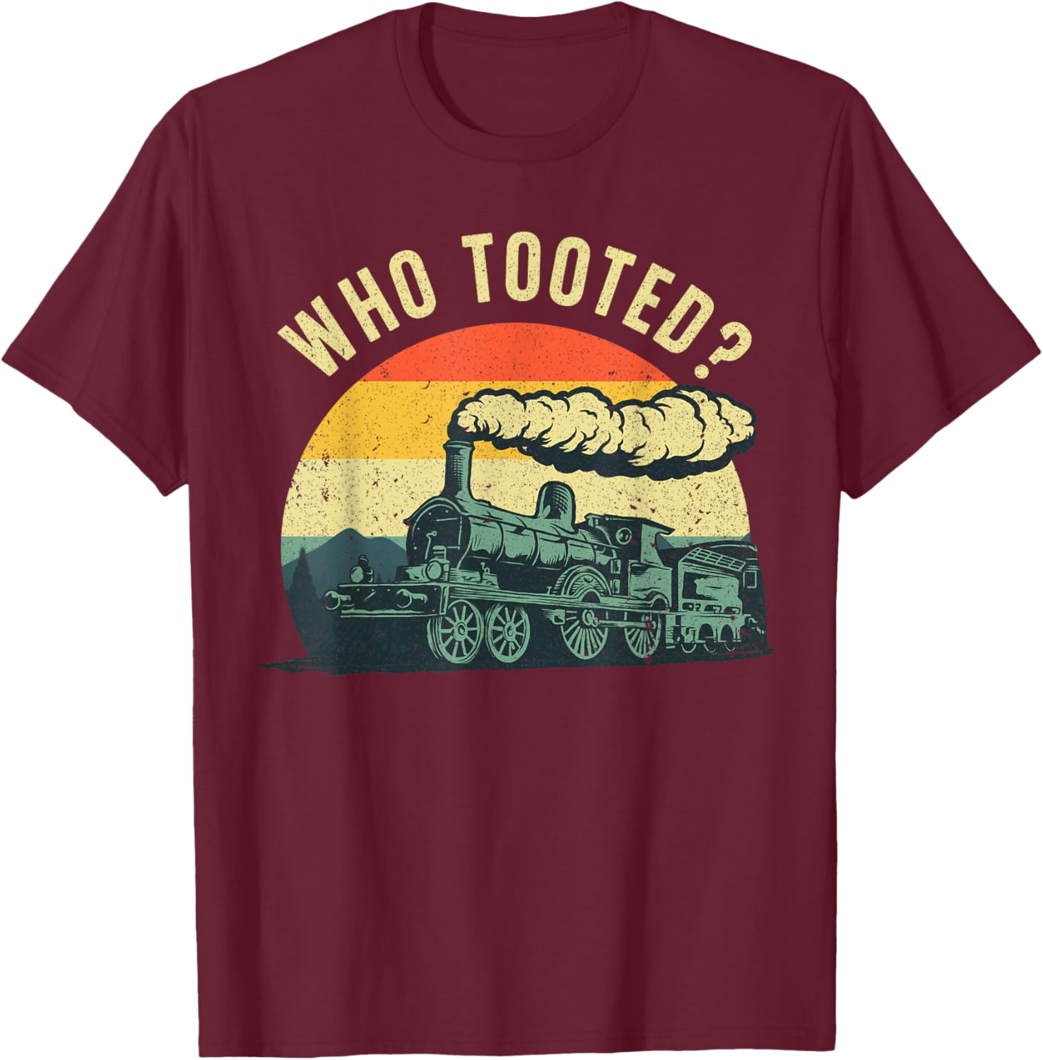 Cute Train Art Women Train Collector Railroad Lover T-Shirt - T-Shirt | Maroon