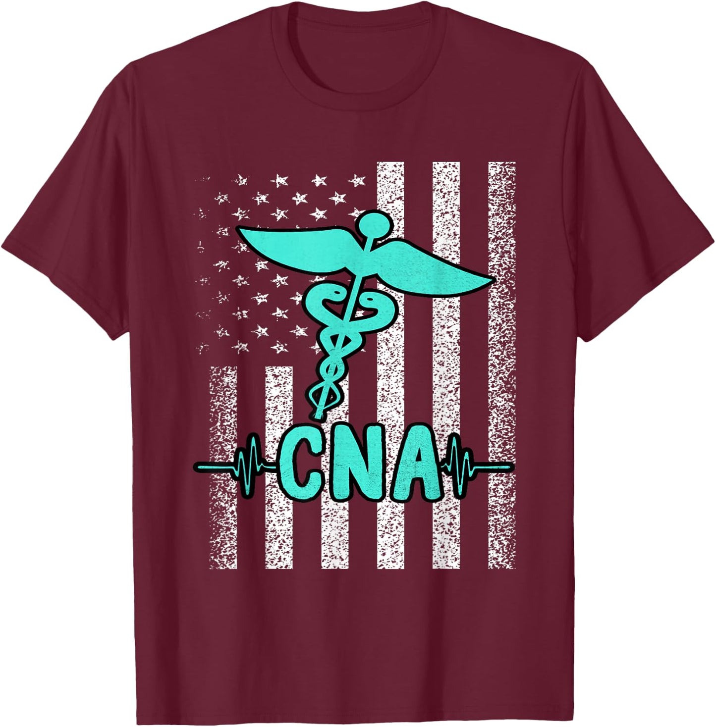 Nursing CNA Certified Nurse Assistant American Flag Vintage Men T-Shirt - T-Shirt | Maroon