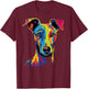 Funny Whippet Dog Mom or Dad Colorful Puppy Art Lover Black T-Shirt - T-Shirt | Maroon