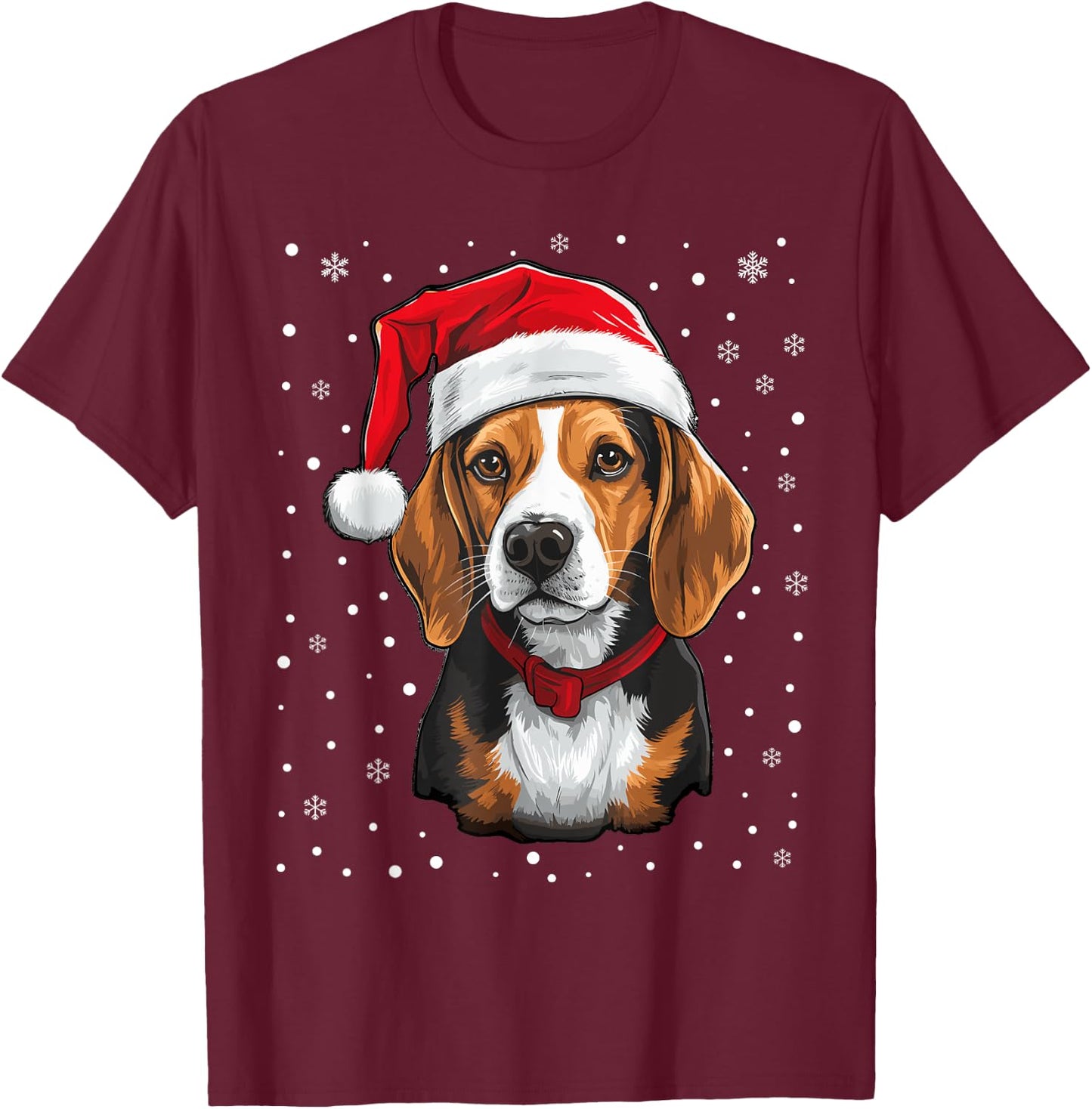 Beagle Dog Christmas Santa Hat Xmas Pajama for Adults kids T-Shirt - T-Shirt | Maroon