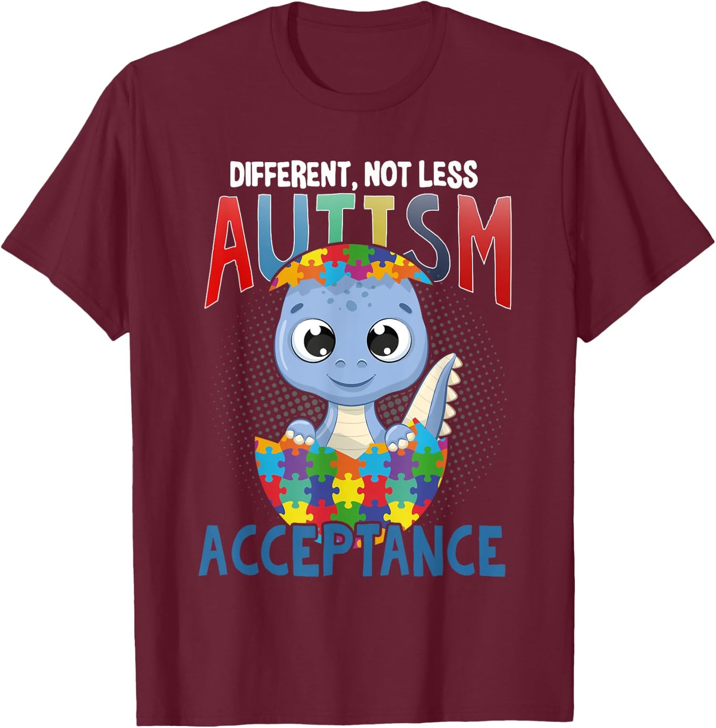 Different but Not Less Autism Awareness Turtle Puzzle T-Shirt - T-Shirt | Maroon