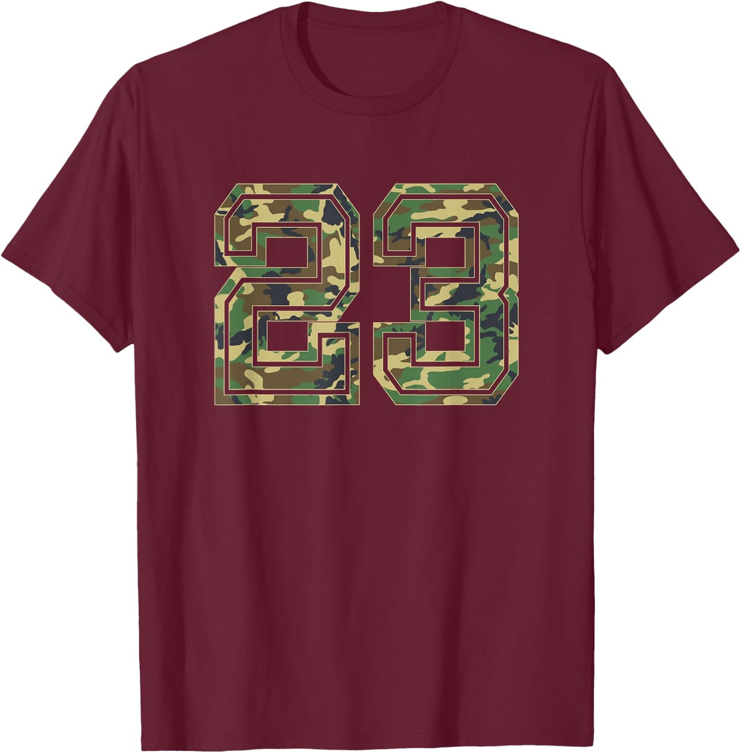 Team Jersey Number 23 Camo Camouflage T-Shirt - T-Shirt | Maroon