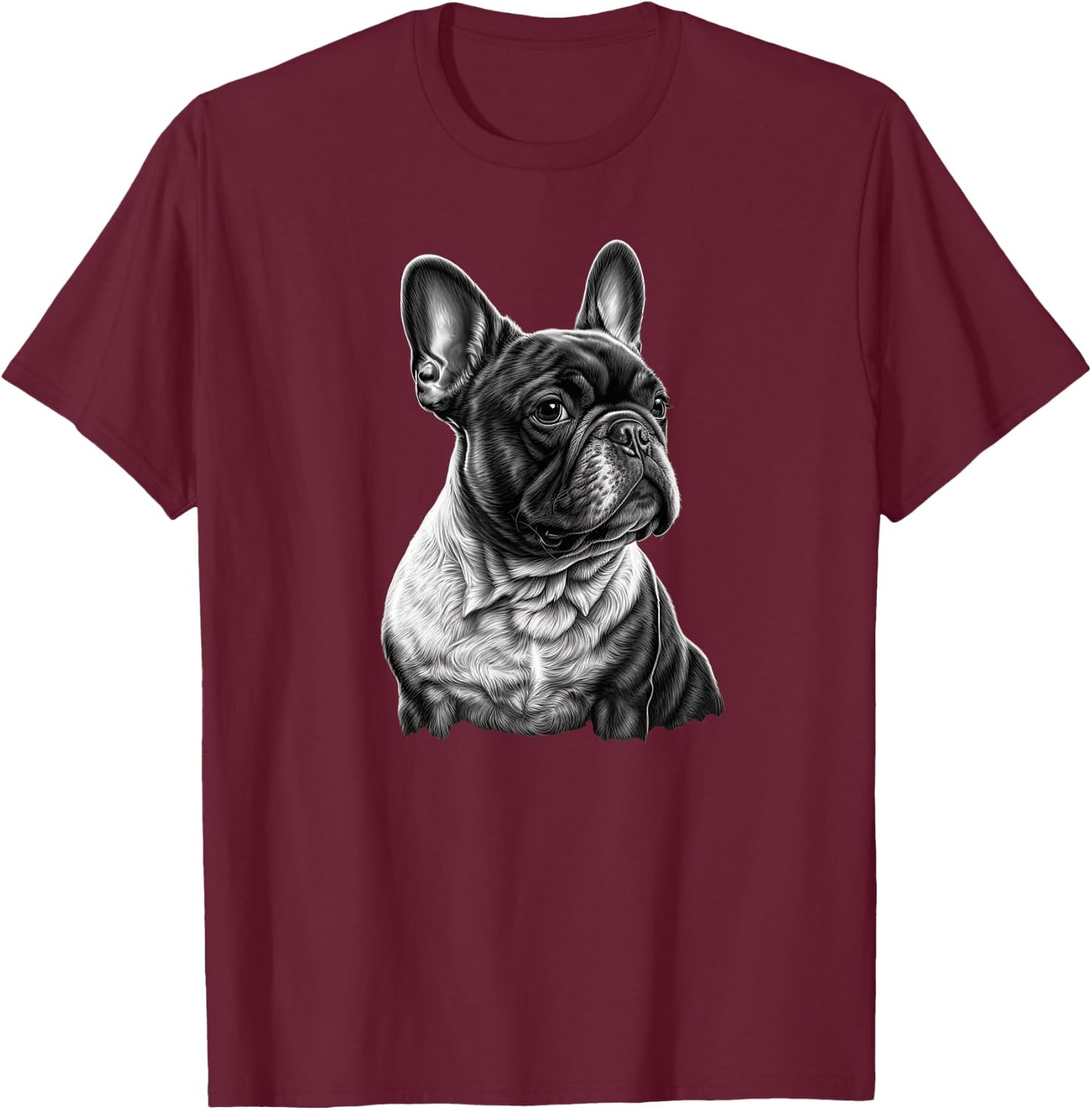 Funny French Bulldog Frenchie Black and White Women Girls Kids T-Shirt - T-Shirt | Maroon