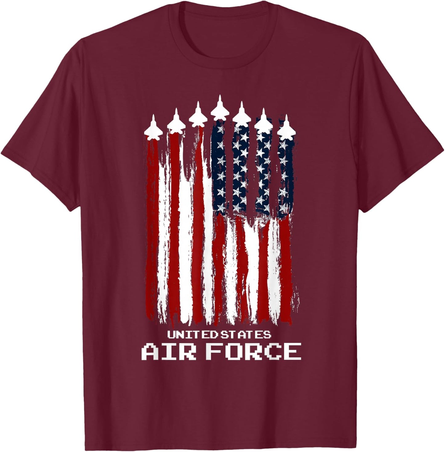 Vintage US Air Force Veterans USA American Flag 4th of July T-Shirt - T-Shirt | Maroon