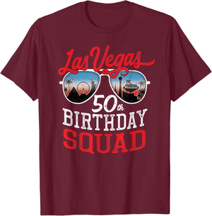 Las Vegas 50th Birthday Squad T-Shirt - T-Shirt | Maroon