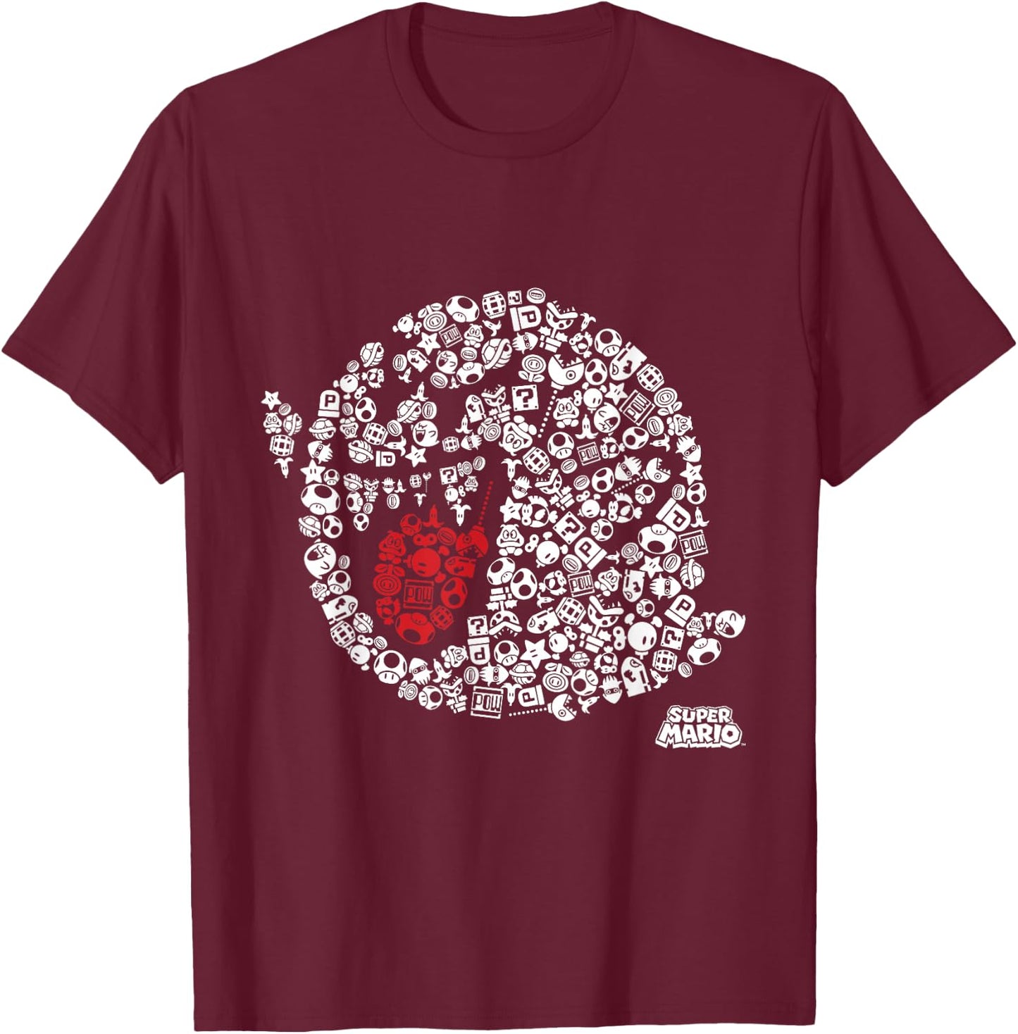 Nintendo Super Mario Iconic Boo Portrait Graphic T-Shirt - T-Shirt | Maroon