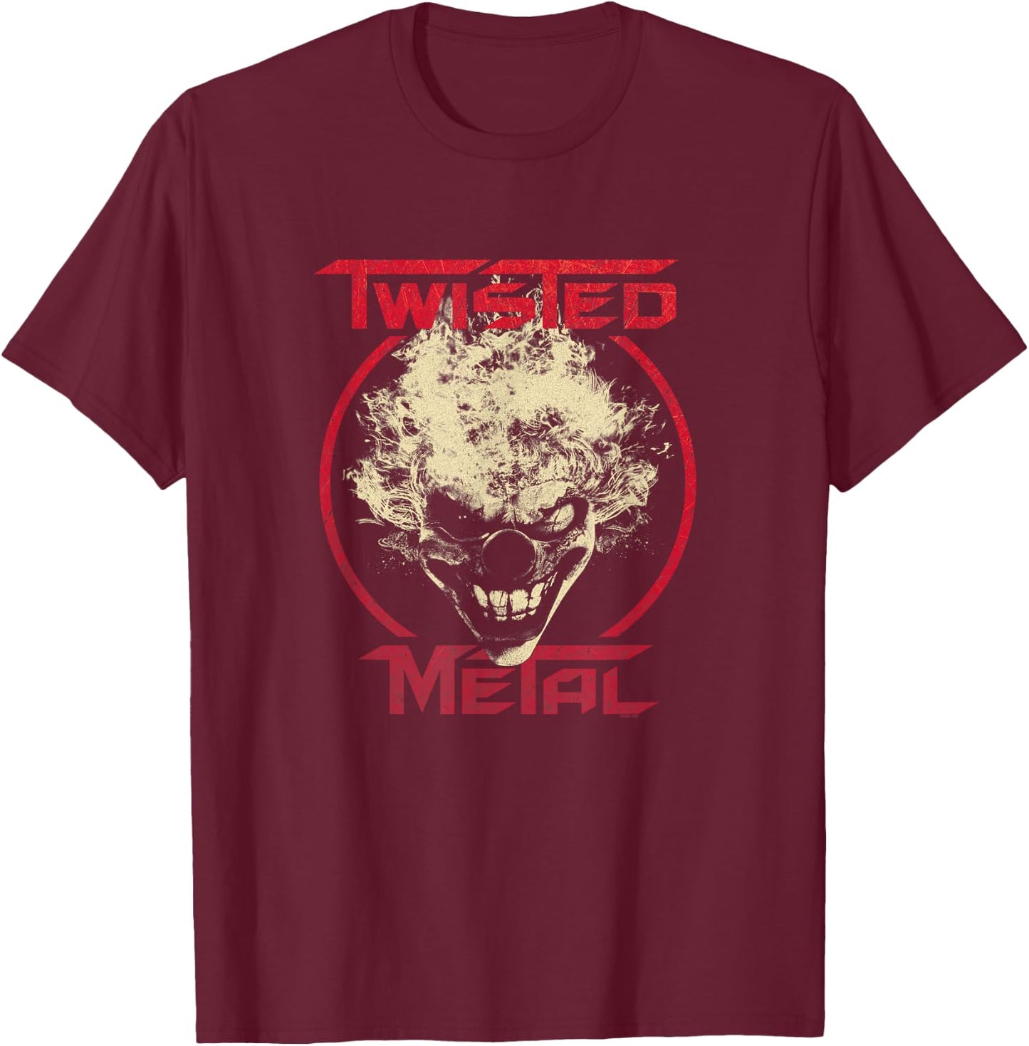 Twisted Metal Sweet Tooth Circle Logo T-Shirt - T-Shirt | Maroon