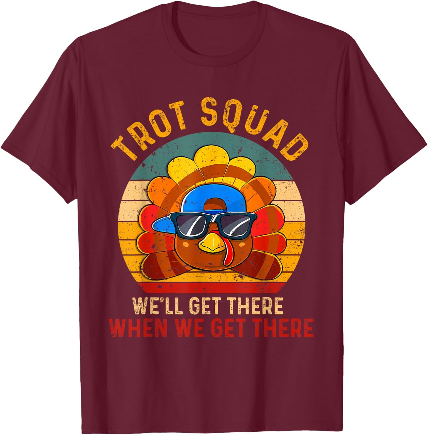 Turkey Trot Squad Funny Thanksgiving Running Costume Boy Men T-Shirt - T-Shirt | Maroon