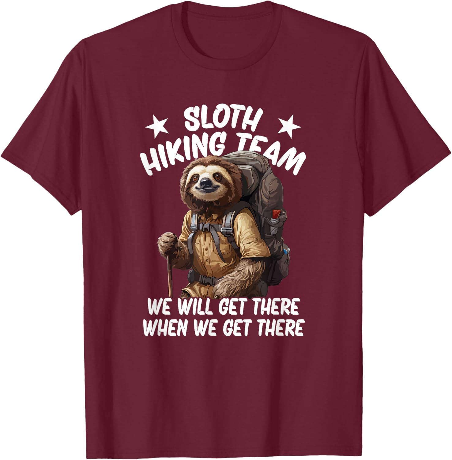 Sloth Hiking Team T-Shirt - T-Shirt | Maroon