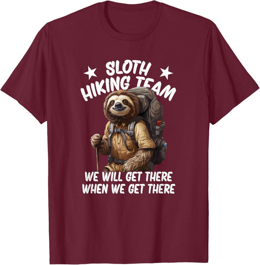 Sloth Hiking Team T-Shirt - T-Shirt | Maroon