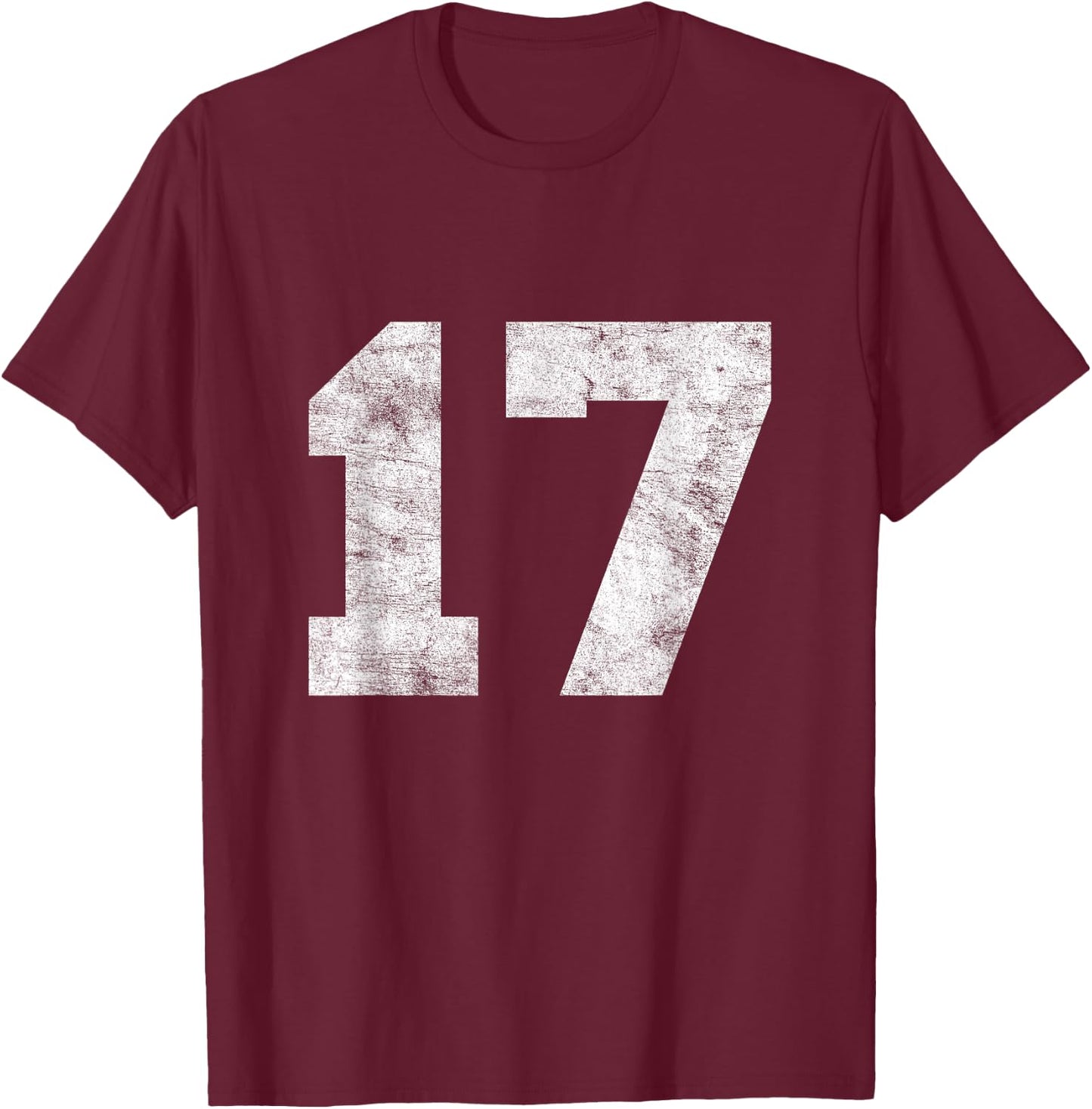 Vintage Lucky Number 17 Birthday Sports Player Team Athlete T-Shirt - T-Shirt | Maroon