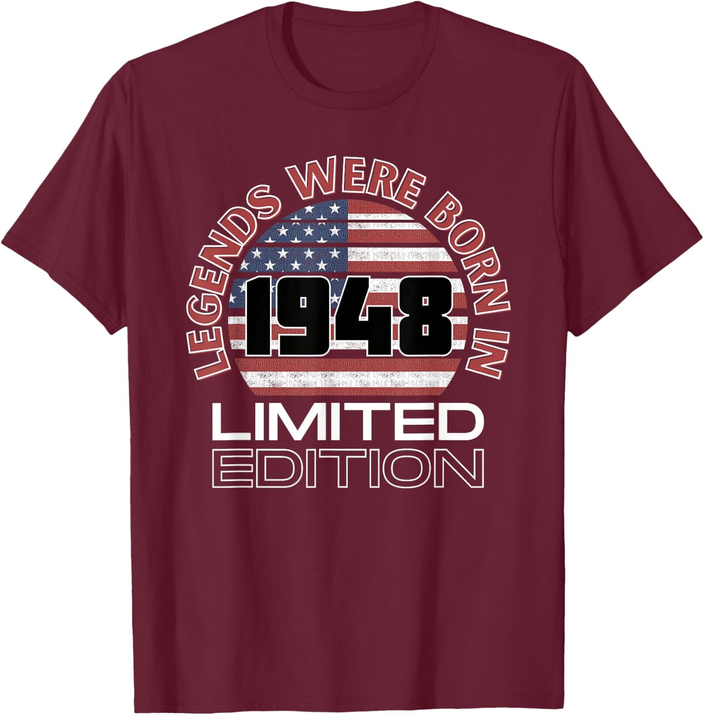 Legends were born in 1948 American Vintage Sunset Design T-Shirt - T-Shirt | Maroon