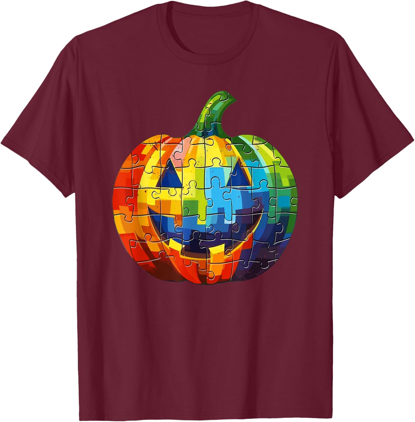 Autism Halloween Puzzle Trick Or Treat Autism Awareness T-Shirt - T-Shirt | Maroon