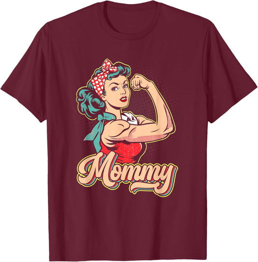 Mommy Muscle Retro Weightlifting And Bodybuilding Gym Mom T-Shirt - T-Shirt | Maroon