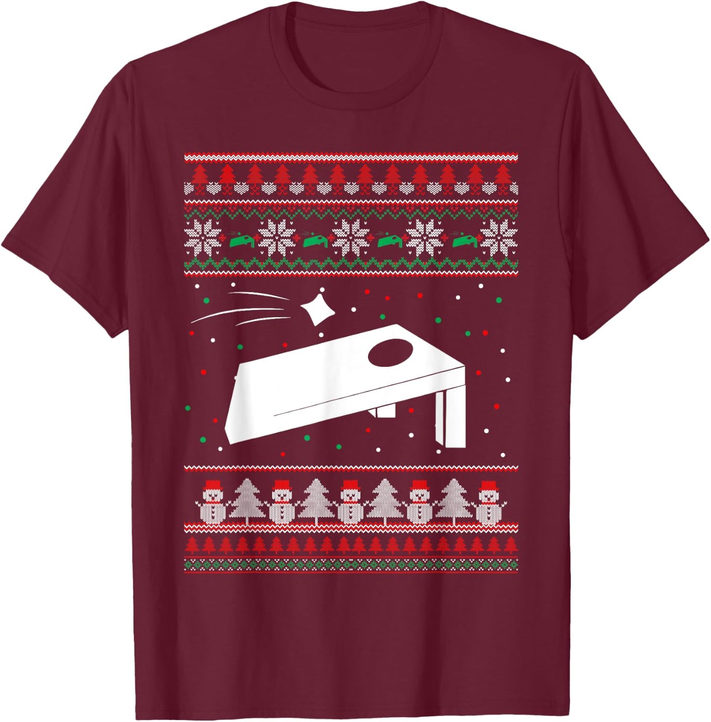 Cornhole Ugly Christmas Sweater Pajama Gifts Women T-Shirt - T-Shirt | Maroon