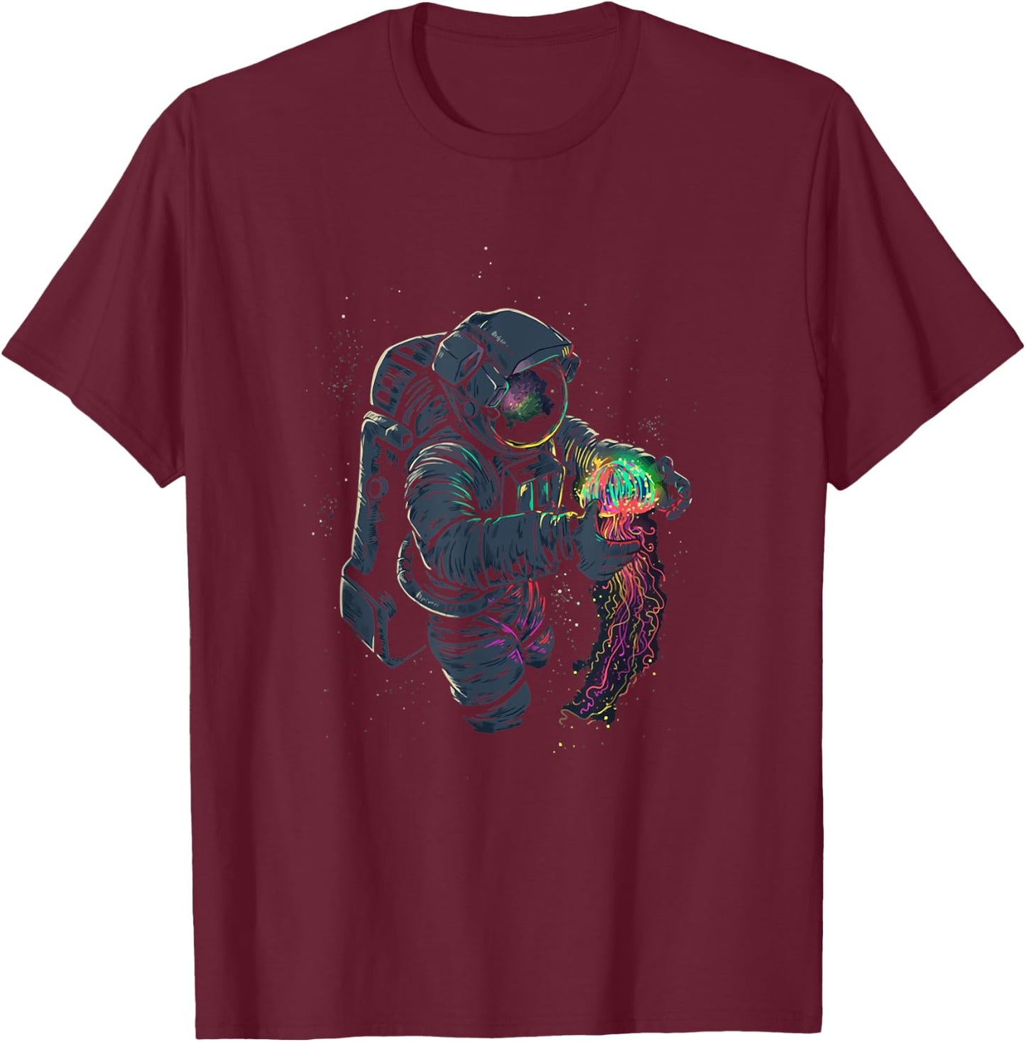 Astronaut jellyfish space universe galaxy moon T-Shirt - T-Shirt | Maroon