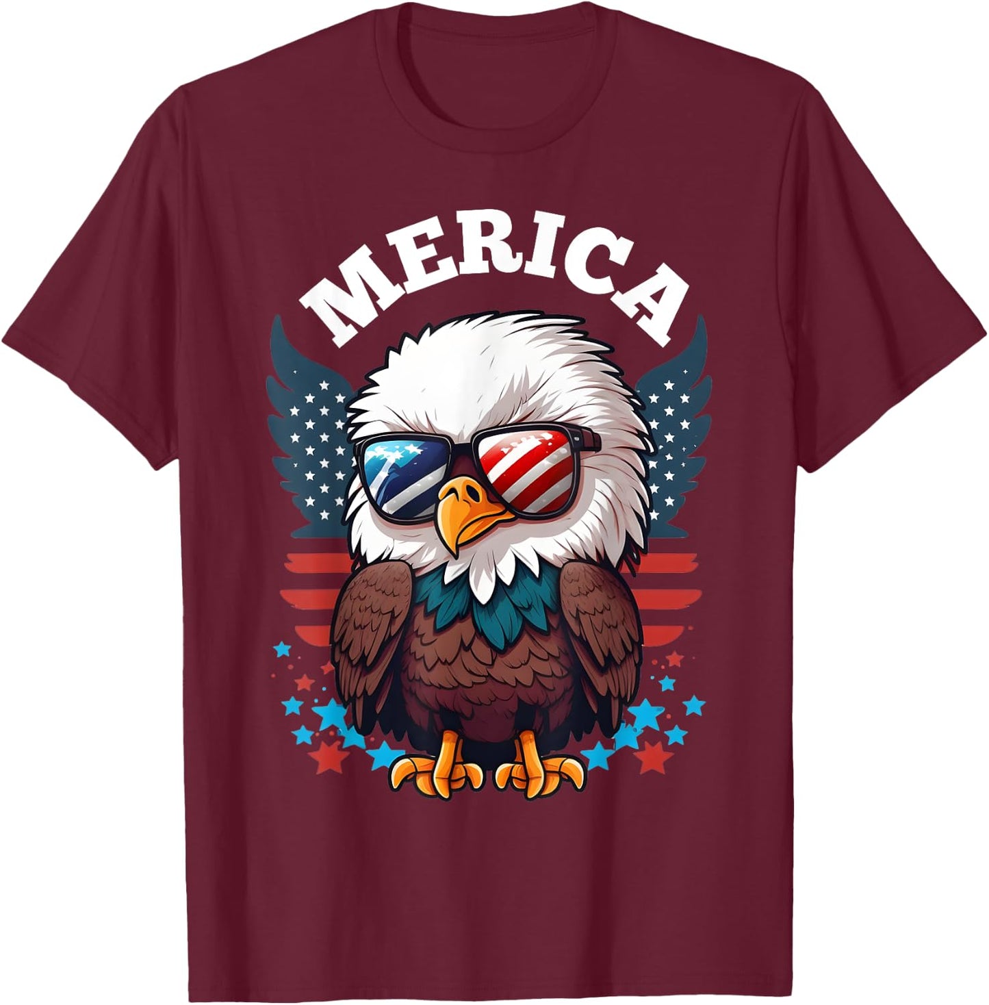 Merica Toddler Eagle Funny Patriotic Eagle USA Flag Kids T-Shirt - T-Shirt | Maroon