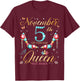 On November 5th A Queen Was Born on November 5 Birthday T-Shirt - T-Shirt | Maroon