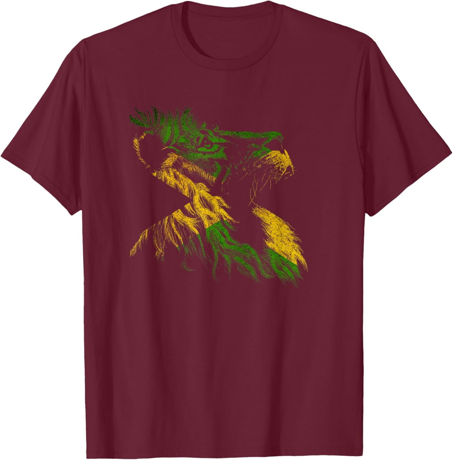 Reggae Lion Rastafarian Music Freedom Zion Jamaica T-Shirt - T-Shirt | Maroon