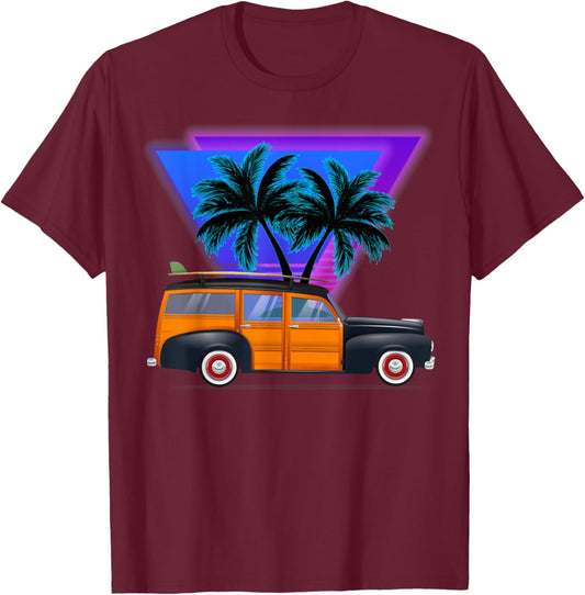 Beautiful woody surf wagon , Great and Boys T-Shirt - T-Shirt | Maroon