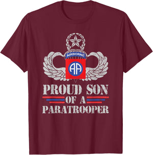 Proud Son Of 82nd Airborne Division Veteran Paratrooper T-Shirt - T-Shirt | Maroon