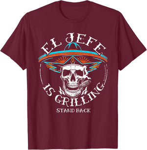 El Jefe Is Grilling T-Shirt - T-Shirt | Maroon