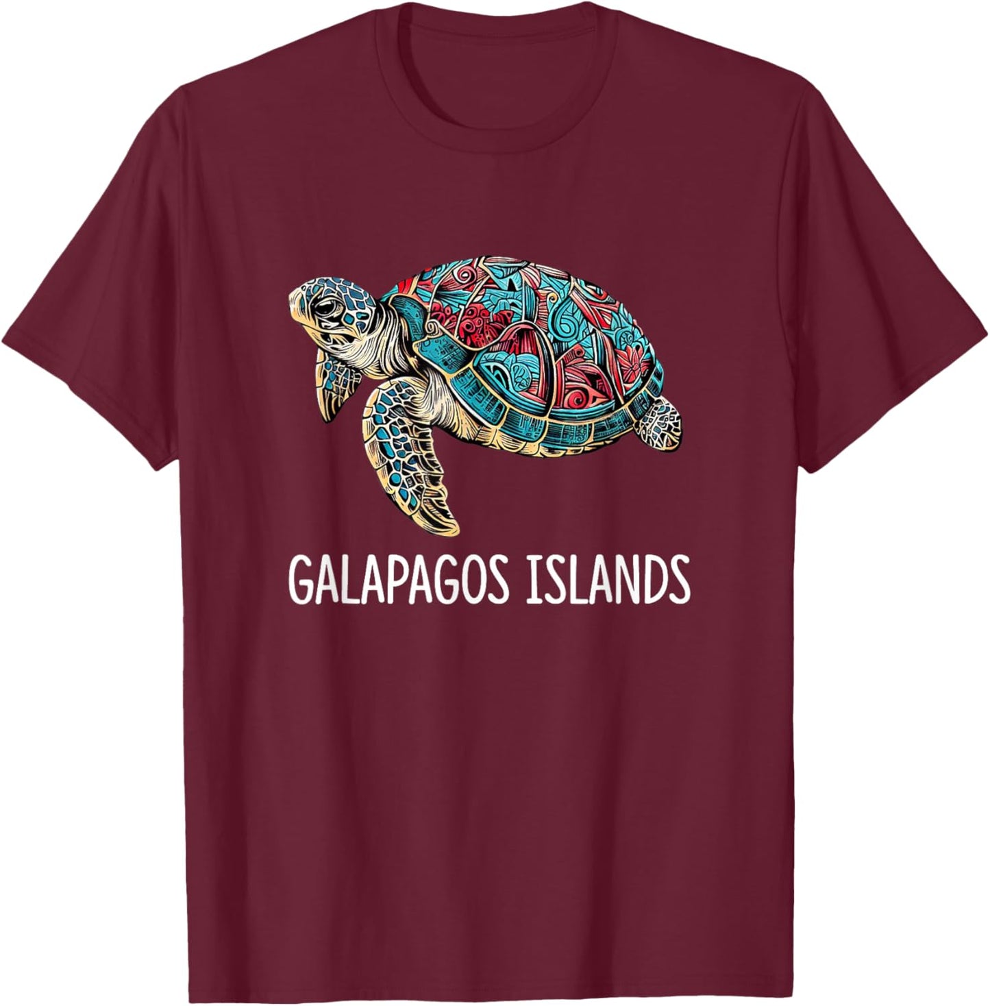 Galapagos Islands - Tribal Sea Turtle T-Shirt - T-Shirt | Maroon