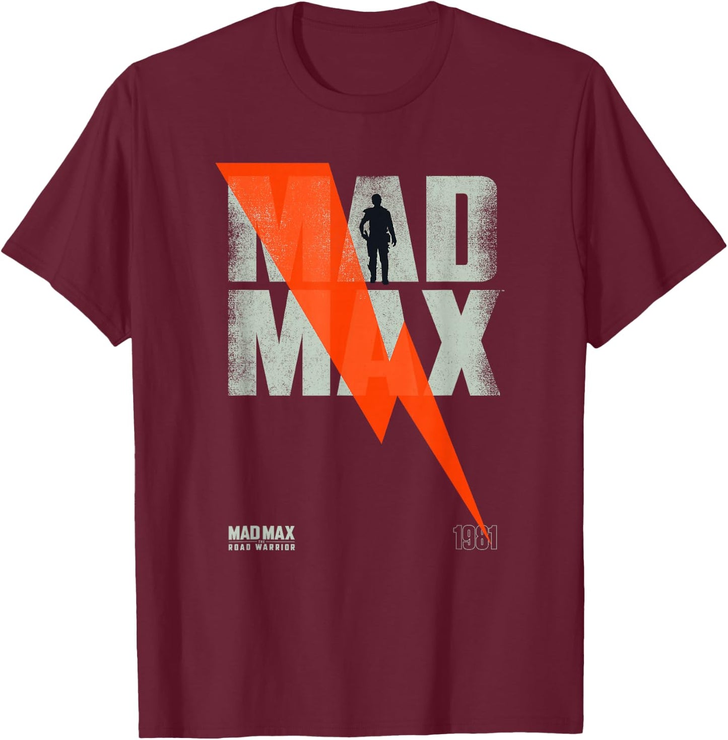 WB100 Mad Max The Road Warrior 1981 Vintage Lightning Poster T-Shirt - T-Shirt | Maroon