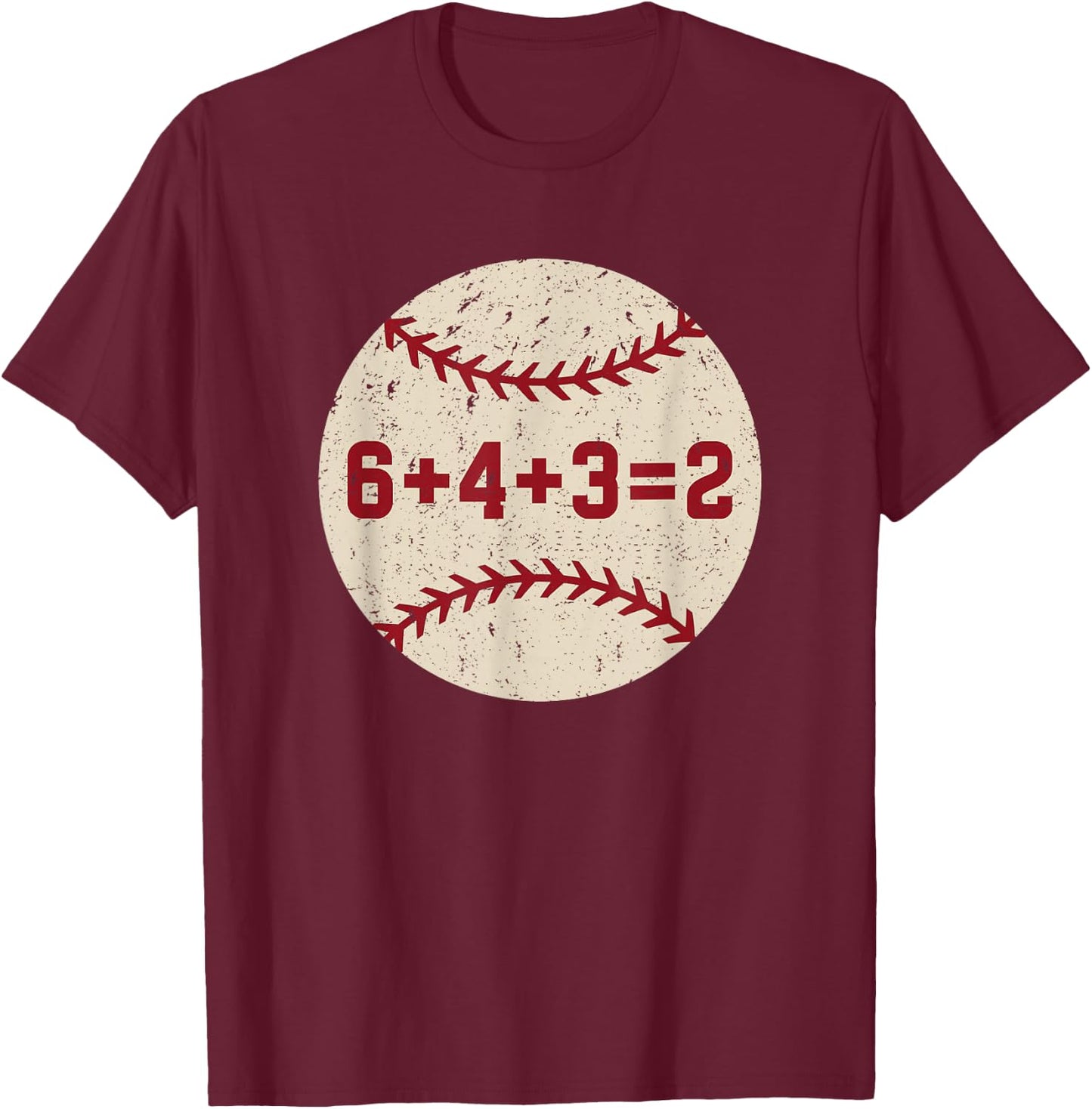 6+4+3=2 Baseball Double Play Retro Funny Baseball Player T-Shirt - T-Shirt | Maroon